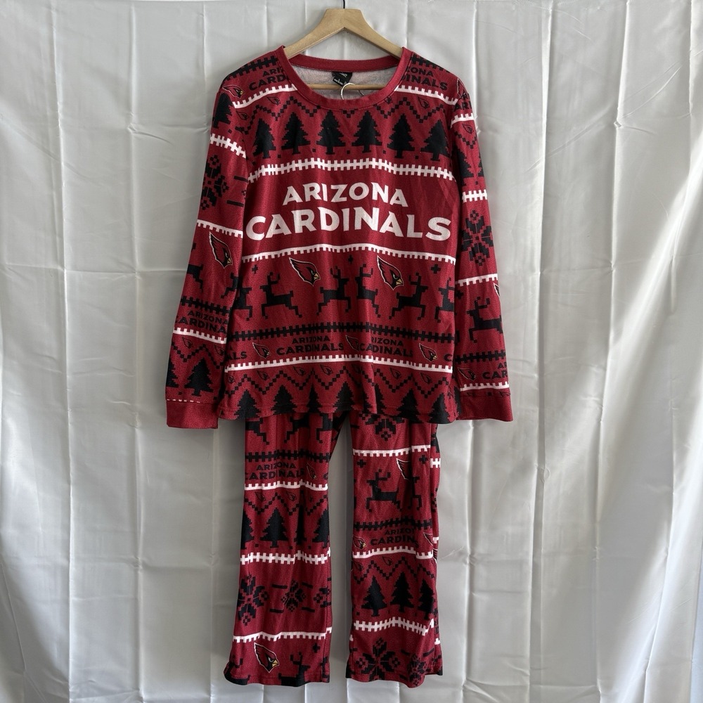 NFL Pajama Set L‎ Arizona Cardinals Pjs Loungewear Red Ugly Christmas Reindeer**